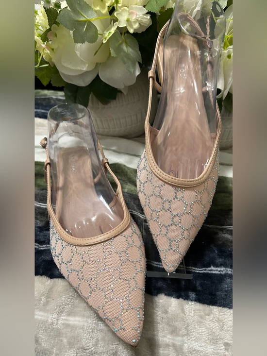 BAMBOO Shoes - NWOT BAMBOO Beaded Pointed-Toe Slingback Flats - Nude Pink Size 10M